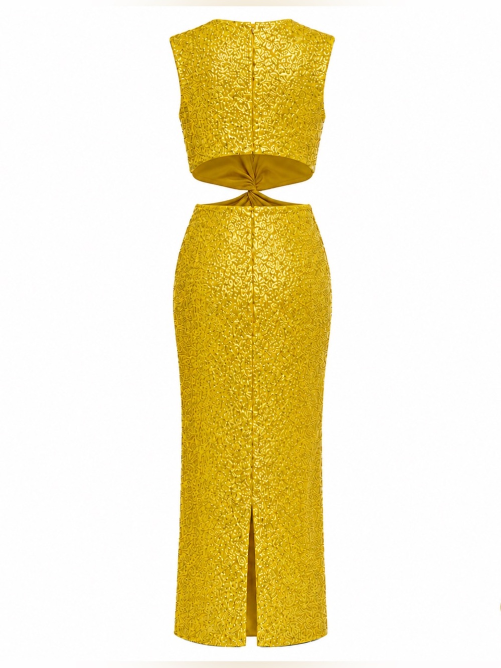 Mac Duggal Marigold Sequin Twist Front Cutout Midi Dress Size 2 New With Tags - Picture 4 of 16